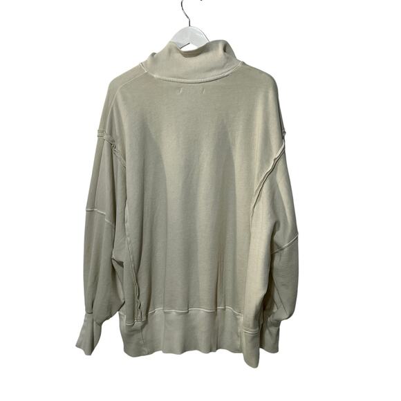 FREE PEOPLE WOMENS SIZE LARGE CAMDEN HENLEY SLOUCHY SWEATSHIRT IVORY NEW - Picture 6 of 15